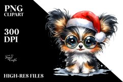 Expressive Baby Watercolor Papillon, Crazy Haircut PNG Product Image 3