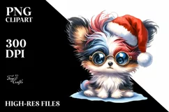 Expressive Baby Watercolor Papillon, Crazy Haircut PNG Product Image 3