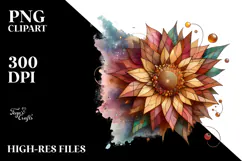 Wooden Stained Sunflower | Sublimation | Clipart Product Image 2
