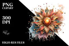 Wooden Stained Sunflower | Sublimation | Clipart Product Image 2