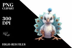 Baby Peacock Watercolor Sublimation Clipart Product Image 1