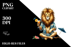 Beachwear Lion Drinking Cocktail PNG Product Image 2