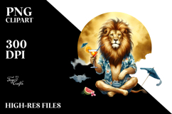 Lion with Cocktail PNG Product Image 2