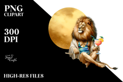 Lion with Cocktail PNG Product Image 2