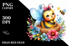 Vibrant Baby Bee Watercolor Clipart Product Image 3