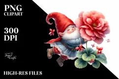 Cute Gnome with Begonia | Sublimation Clipart Product Image 1