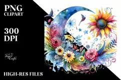 Watercolor Vibrant Drawing Half Moon, Transparent PNG Product Image 1