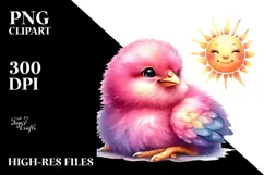Cute Baby Rooster with Sun PNG Product Image 2
