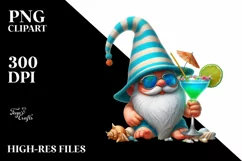Gnome Beach Wear Turquoise Hat Cocktail Clipart Product Image 1