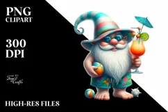 Gnome Beach Wear Turquoise Hat Cocktail Clipart Product Image 1