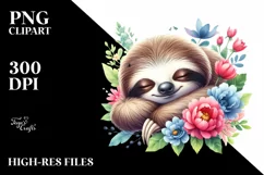 Colorful Cute Baby Sloth | Sublimation | Clipart Product Image 3