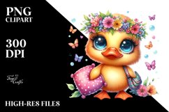 Goofy Baby Duck with Flower Crown, PNG Product Image 2