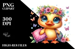 Goofy Baby Duck with Flower Crown, PNG Product Image 2