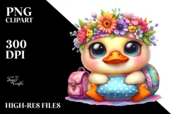 Goofy Baby Duck with Flower Crown, PNG Product Image 2