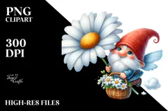 Cute Gnome Holding Lily, Transparent PNG Product Image 2