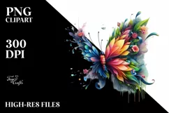 Abstract Vibrant Watercolor Butterfly PNG Product Image 3