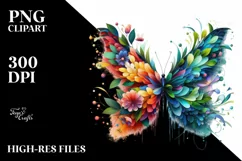 Vibrant Butterfly with Flowers, Transparent PNG Product Image 3