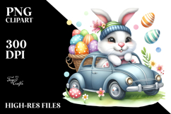 Creative Funny Bunny Car Easter Eggs PNG Product Image 2