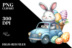 Creative Funny Bunny Car Easter Eggs PNG Product Image 2