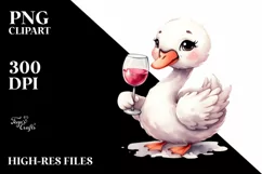 Whimsical Swan of Wine Clipart Product Image 1