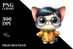 Expressive Cat with Raincoat | Sublimation | Clipart Product Image 1