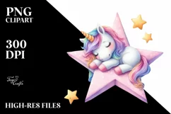 Colorful Baby Unicorn Napping PNG Product Image 3