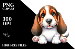 Watercolor Basset Hound Big Eyes Happy PNG Product Image 2