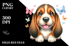 Watercolor Basset Hound Big Eyes Happy PNG Product Image 2