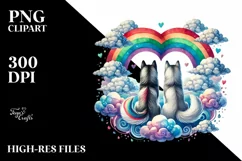 Watercolor Rainbow with Siberian Husky PNG Product Image 2