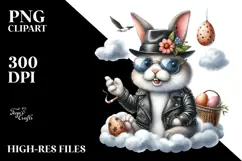 Goofy Bunny with Sunglasses on Cloud PNG Product Image 2