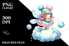 colorful Fairy Bouncing on Cloud Puff | Sublimation | Product Image 2