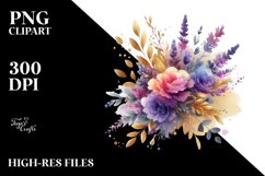 Colorful Bouquet with Lavender Splash | Sublimation Clipart Product Image 1