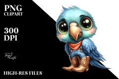 Watercolor Baby Parrot Big Eyes Standing Up in Cowboy Boots Product Image 2