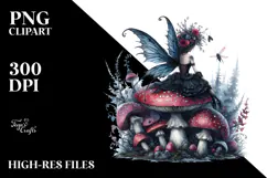 Gothic Fairy on the Moon PNG Product Image 2