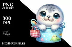 Colorful Baby Harp Seal Clipart Product Image 1