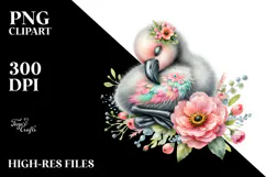 Adorned Baby Flamingo Sleeping PNG Product Image 2