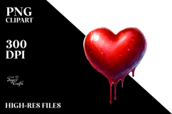 Red Glossy Heart Splash PNG Product Image 2