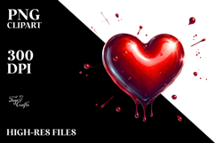 Red Glossy Heart Splash PNG Product Image 2