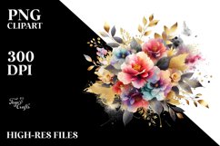 Colorful Bouquet with Camellia Splash | Sublimation Clipart Product Image 1