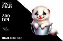 Cute Ermine Sitting Bucket Splash Clipart Product Image 3