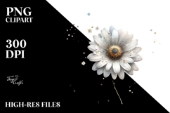 Daisy with Metallic Insertions, Watercolor PNG Product Image 2