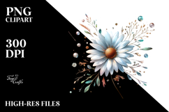 Daisy with Metallic Insertions, Watercolor PNG Product Image 2