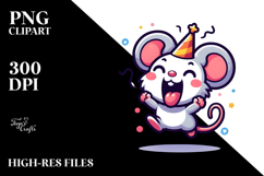 Cute Mouse with Party Hat, Transparent PNG Product Image 2