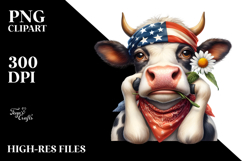 Portrait of Cow in USA Flag | Sublimation | Clipart Product Image 2