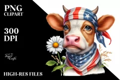 Bored Housewife Cow with Daisy | Clipart Product Image 1
