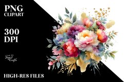 Colorful Bouquet with Peonies Splash | Sublimation Clipart Product Image 3