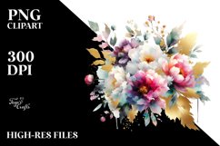 Colorful Bouquet with Peonies Splash | Sublimation Clipart Product Image 3