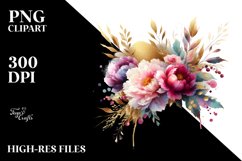 Colorful Bouquet with Peonies Splash | Sublimation Clipart Product Image 1