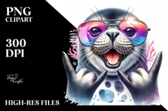 Funny Cute Seal Portrait Rocker Sunglasses | Sublimation Product Image 1