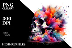 Colorful Skull Painting with Splashes PNG Product Image 2